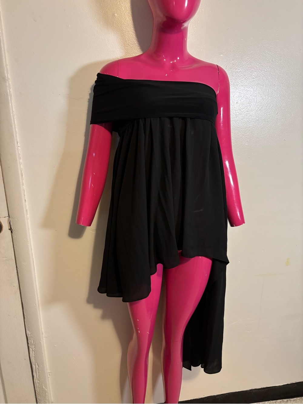 Express Black Off-Shoulder Asymmetrical Dress